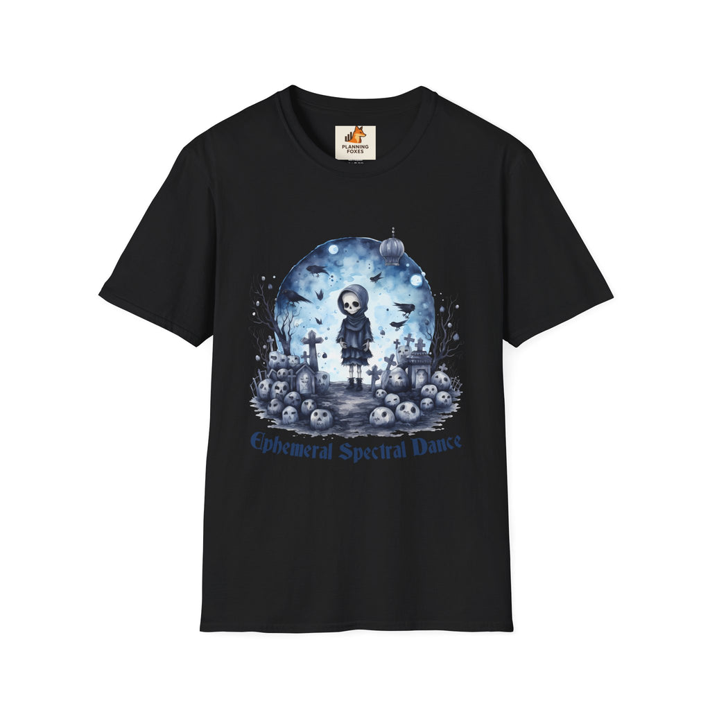 T-Shirt — Gothic Cute Grim Reaper Design (“Ephemeral Spectral Dance”)