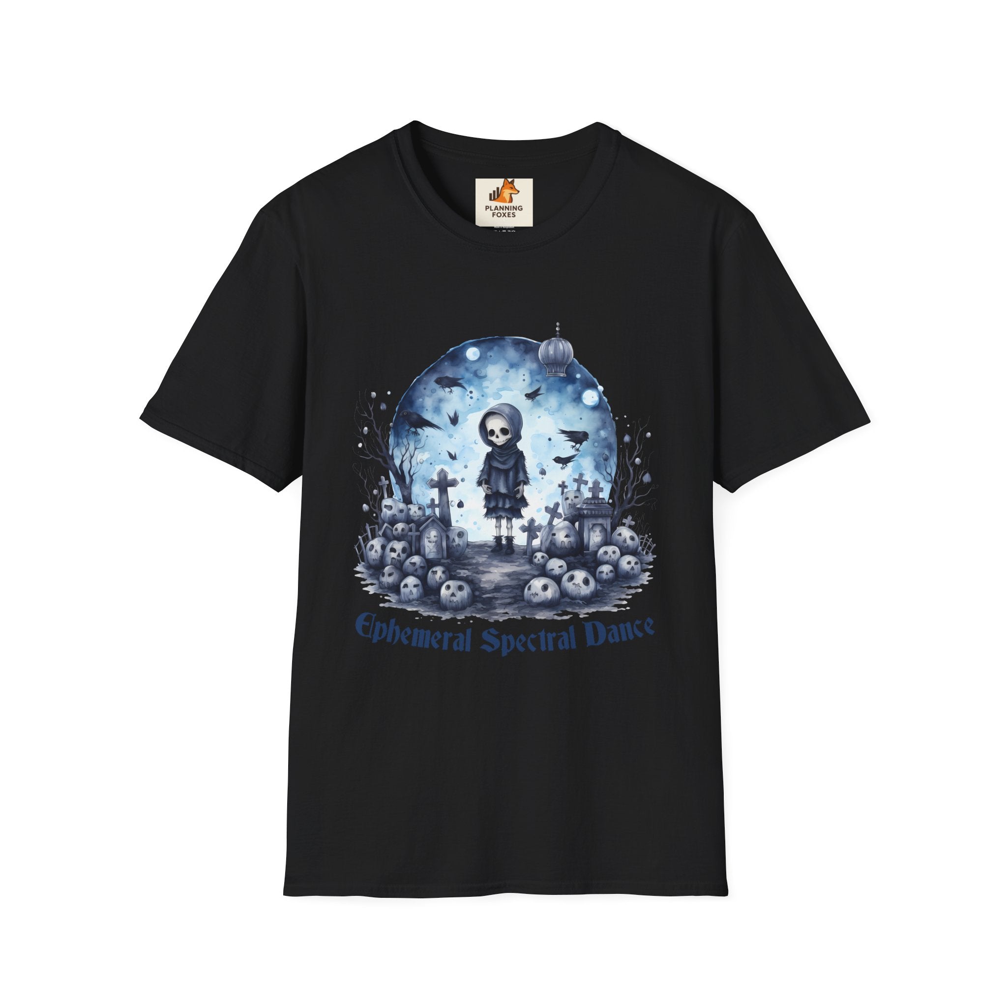 T-Shirt — Gothic Cute Grim Reaper Design (“Ephemeral Spectral Dance”)