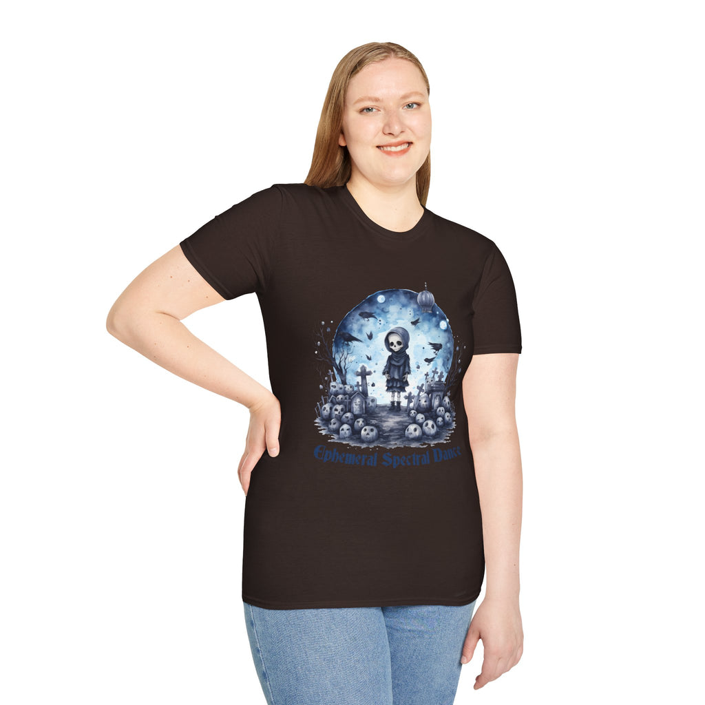 T-Shirt — Gothic Cute Grim Reaper Design (“Ephemeral Spectral Dance”)
