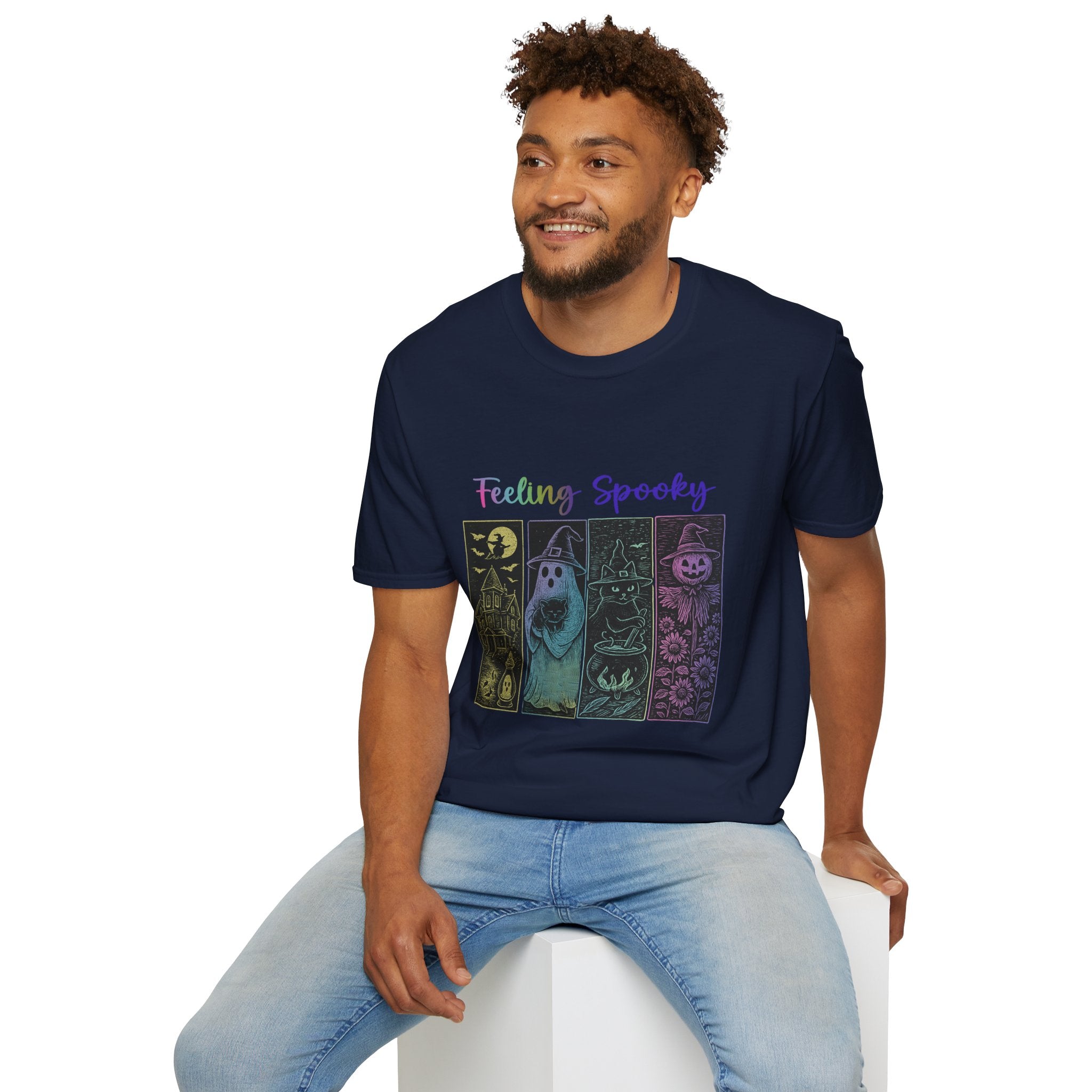 Feeling Spooky Halloween T-Shirt — Cute Ghost, Witch & Pumpkin Design