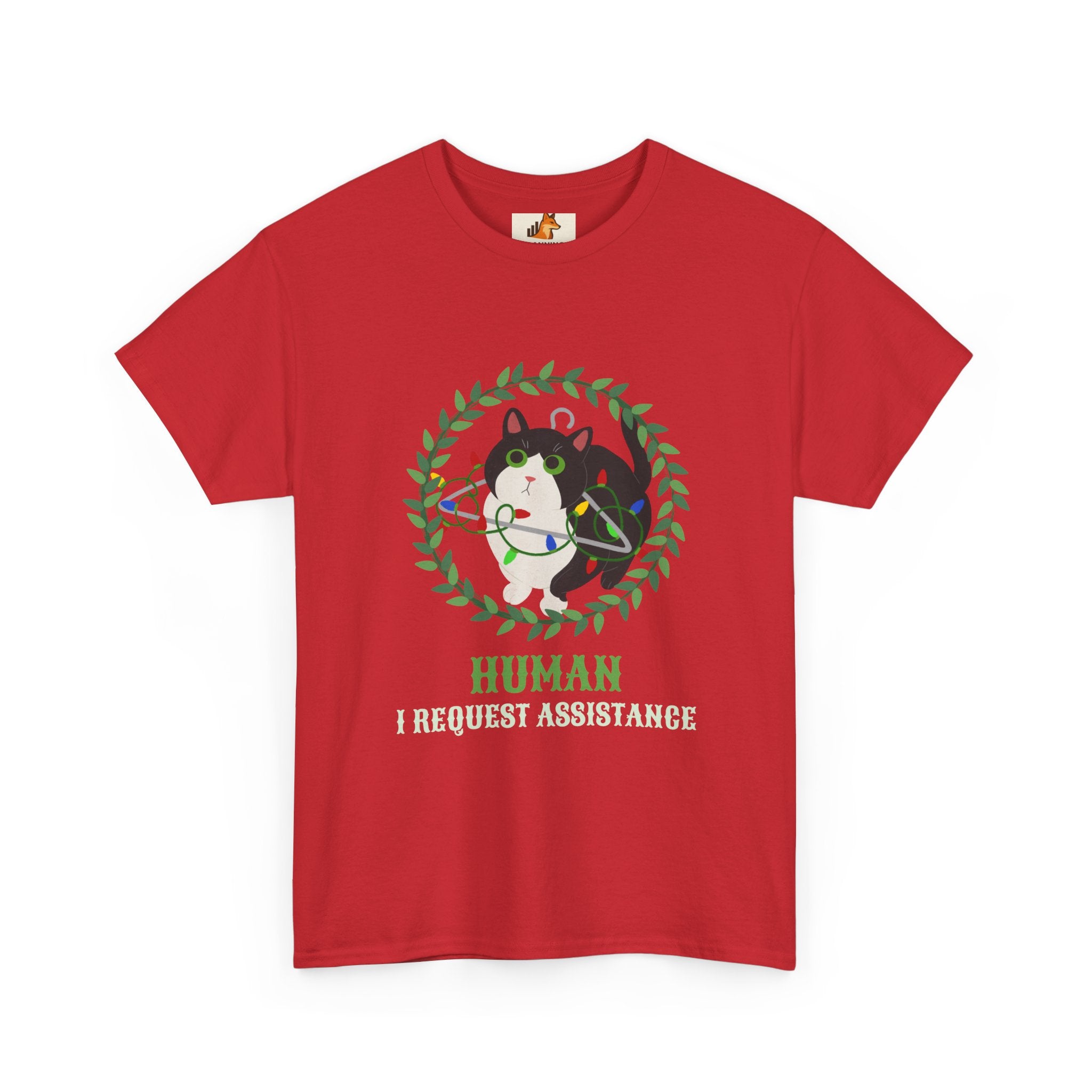 T-Shirt — 'Human, Fur-riendly Assistance' Cute Dog Wreath Graphic Tee