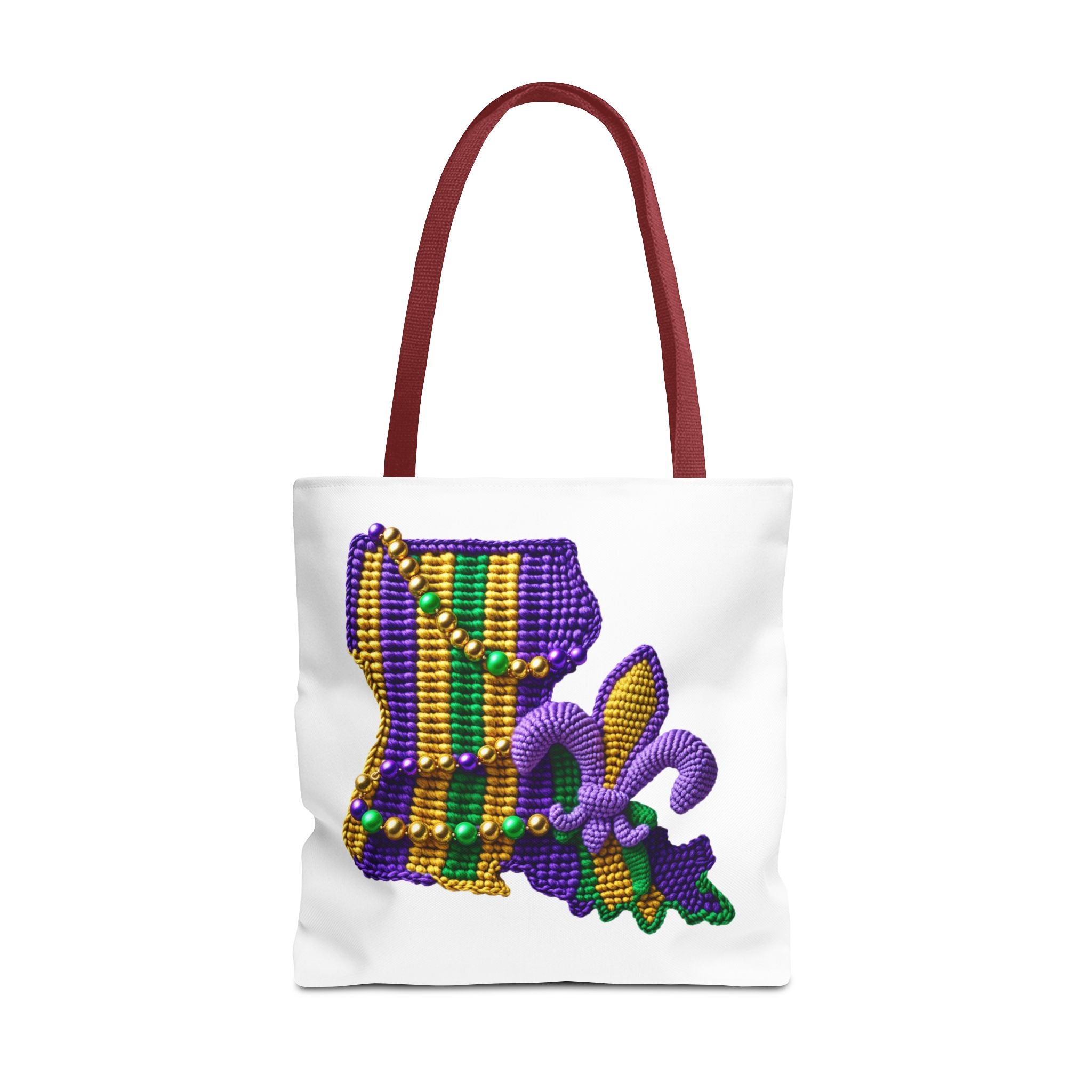 Mardi Gras Louisiana Tote Bag — Fleur‑de‑Lis Beads All‑Over Print