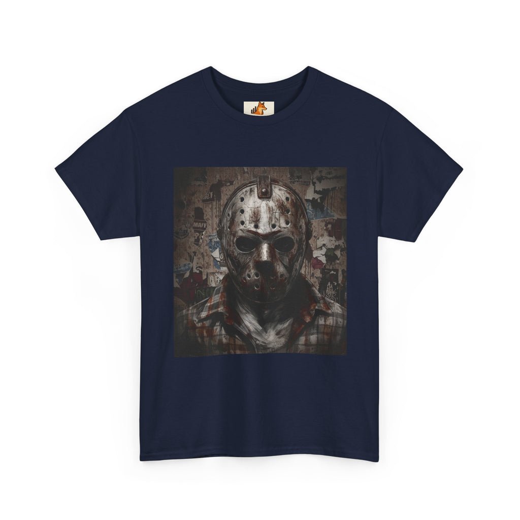 Hockey Mask Horror Tee — Retro Jason-Style Slasher Graphic Shirt