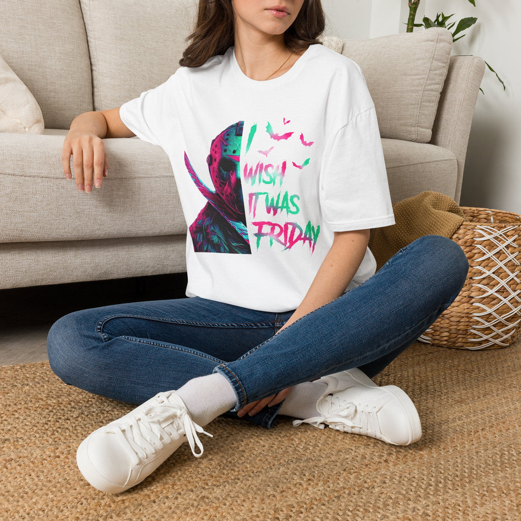 Friday Vibes T-Shirt — Neon Jason "Wish It Was Friday" Graphic Tee