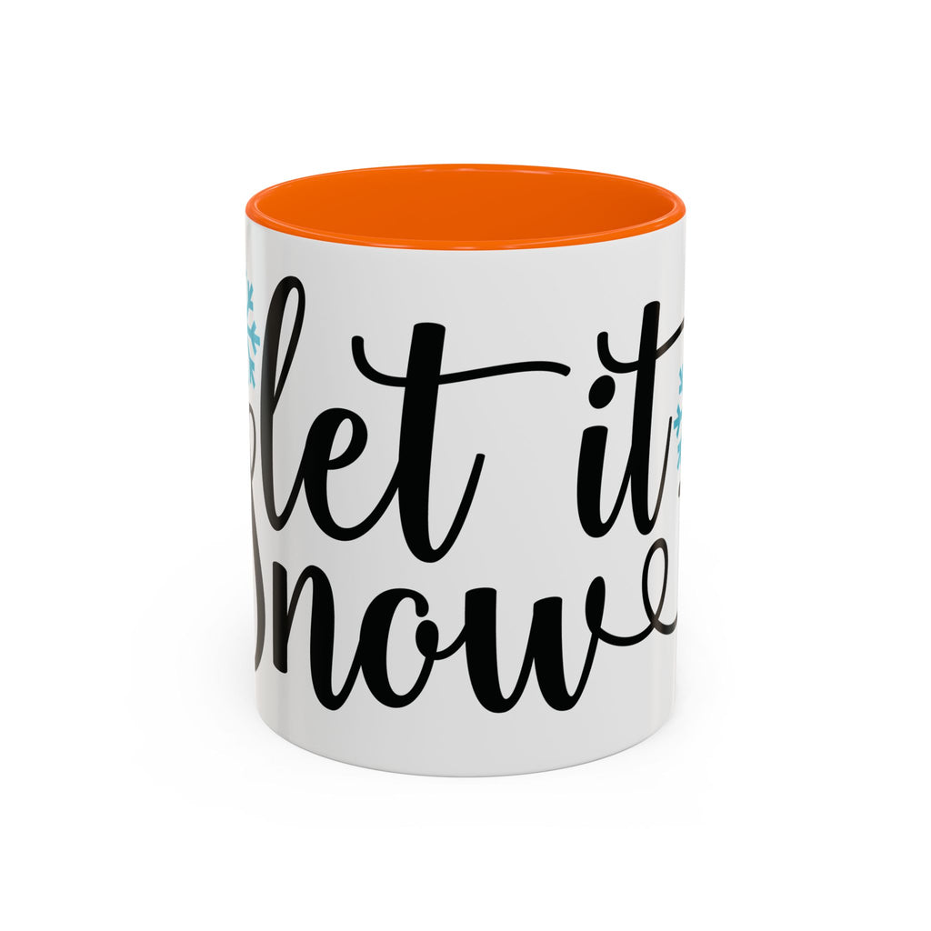 Let It Snow Accent Coffee Mug — Winter Holiday Snowflake Coffee Cup (11/15oz)