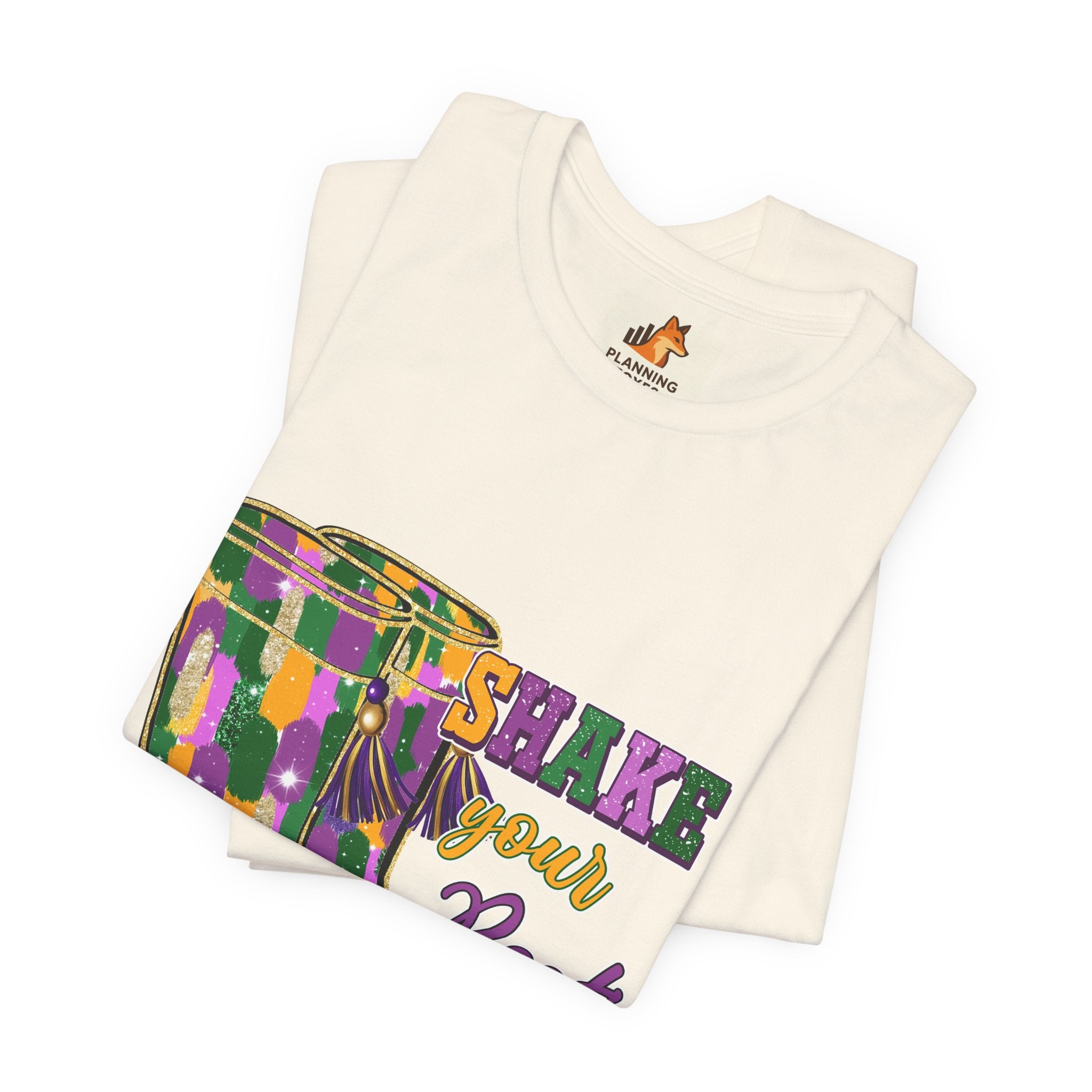Mardi Gras 'Shake Your Bootie' T‑Shirt — Louisiana Fleur‑de‑Lis Tee