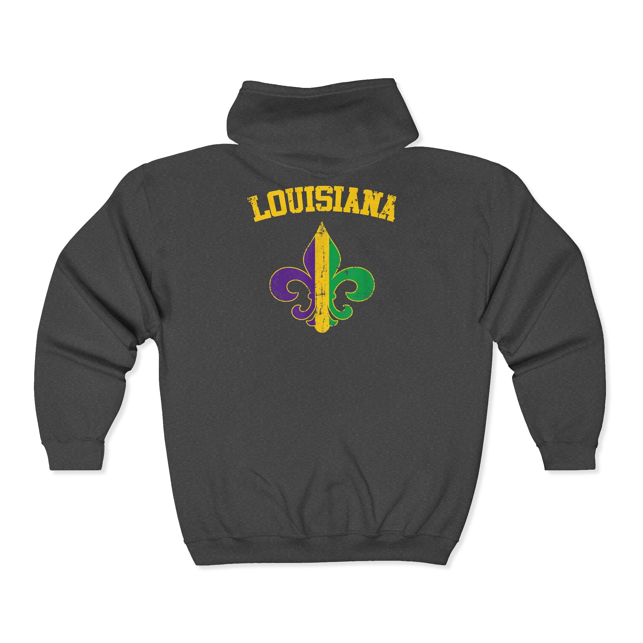 Mardi Gras 'BRUH' Zip Hoodie — Louisiana Fleur-de-Lis Carnival Jacket