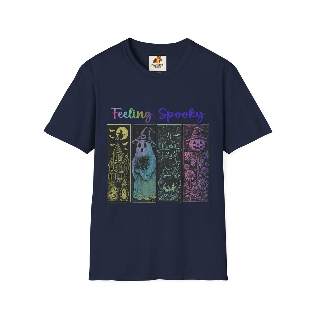 Feeling Spooky Halloween T-Shirt — Cute Ghost & Pumpkin Graphic