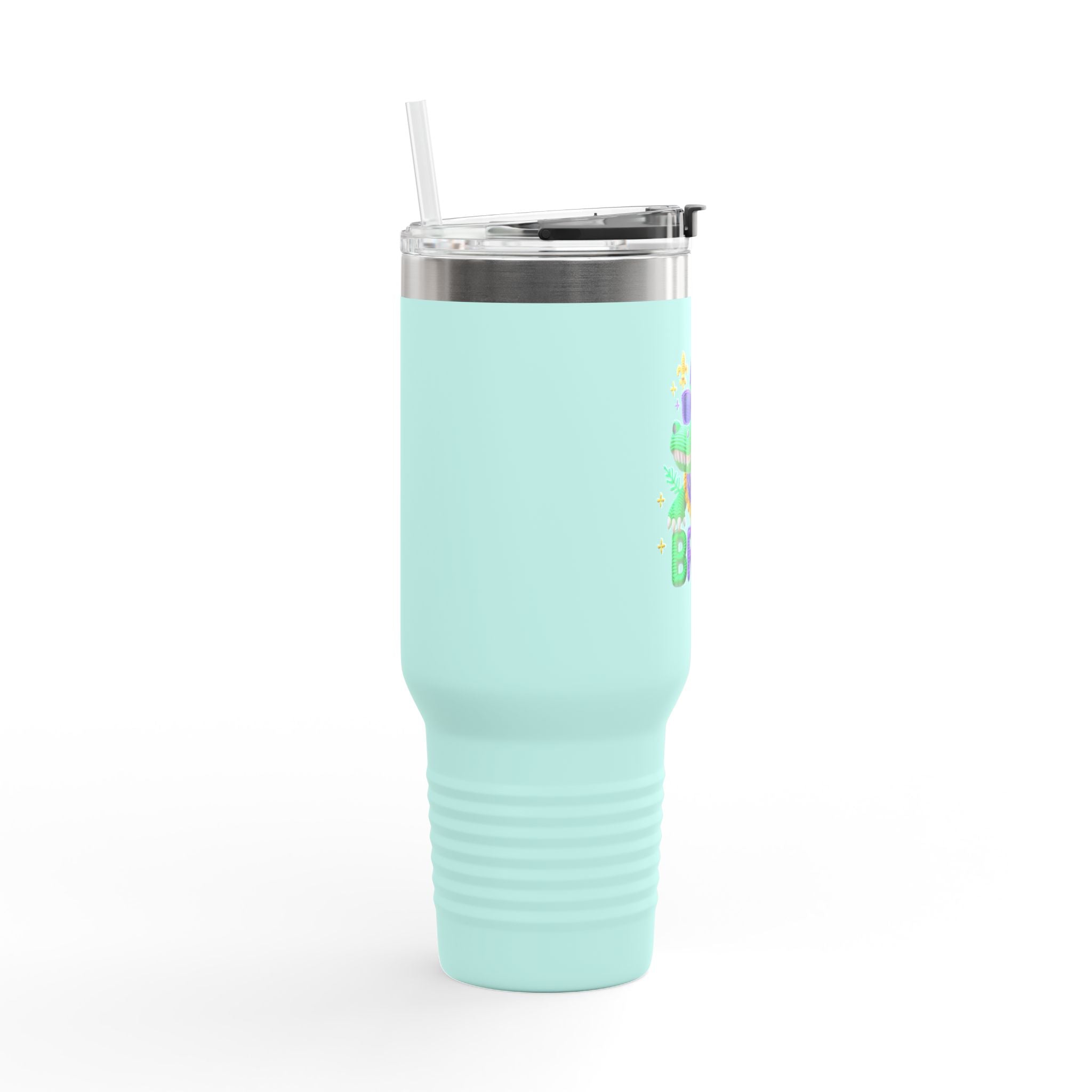 40oz Insulated Travel Mug – Cool Gator 'BRUH' Stainless Tumbler with Straw