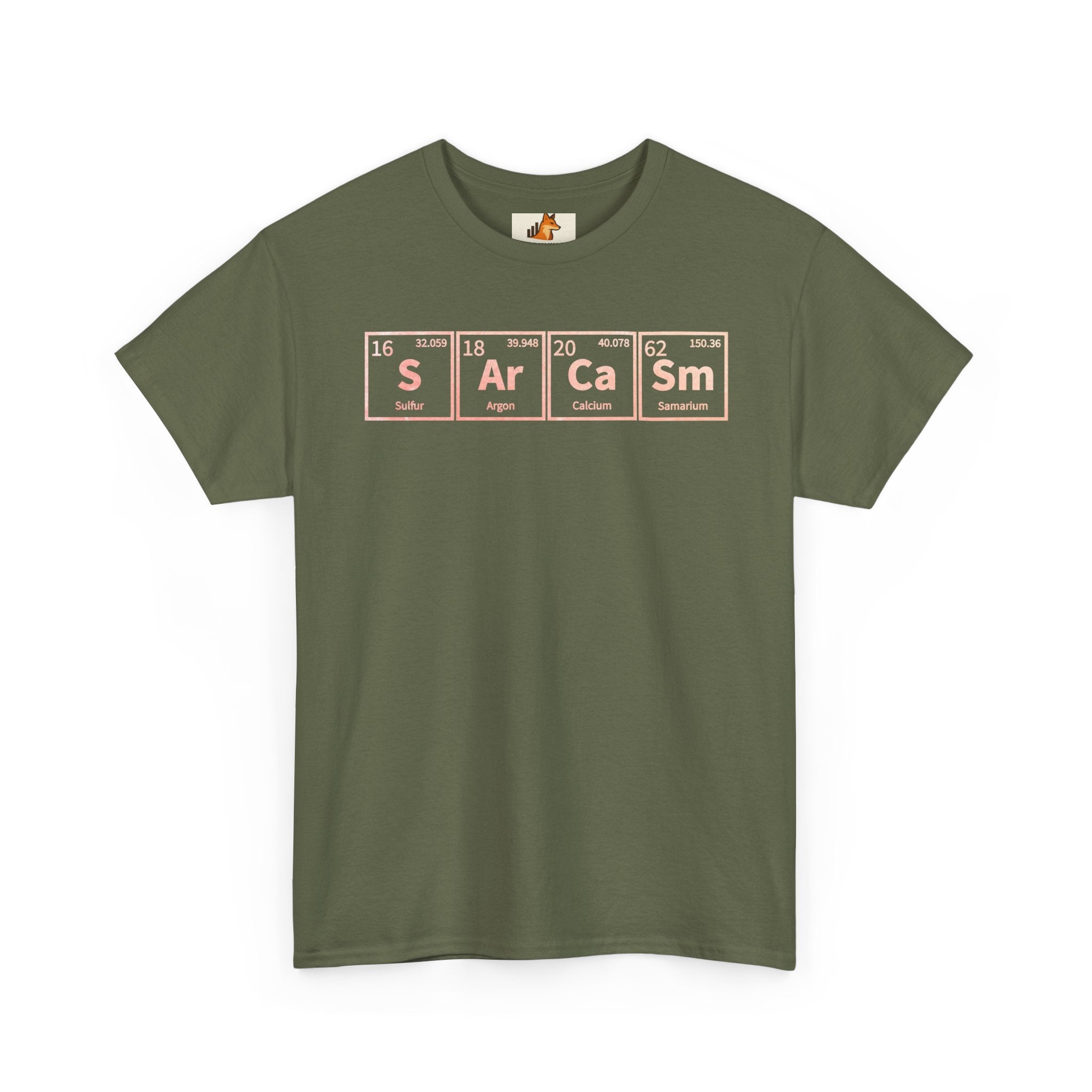 Sarcasm Periodic Table Tee — Funny Graphic White T‑Shirt