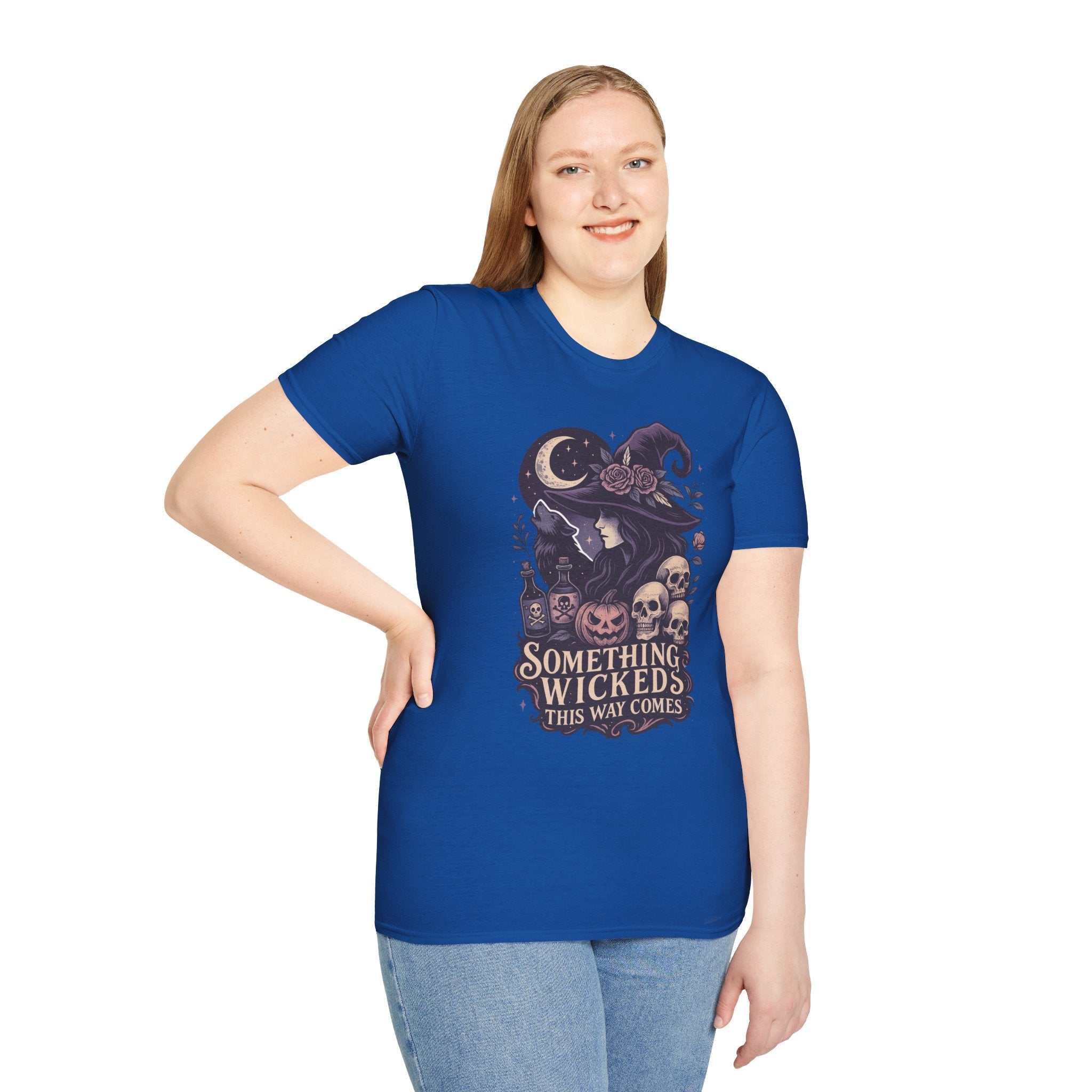 Witchy Moon T‑Shirt — "Something Wicked This Way Comes" Halloween Tee