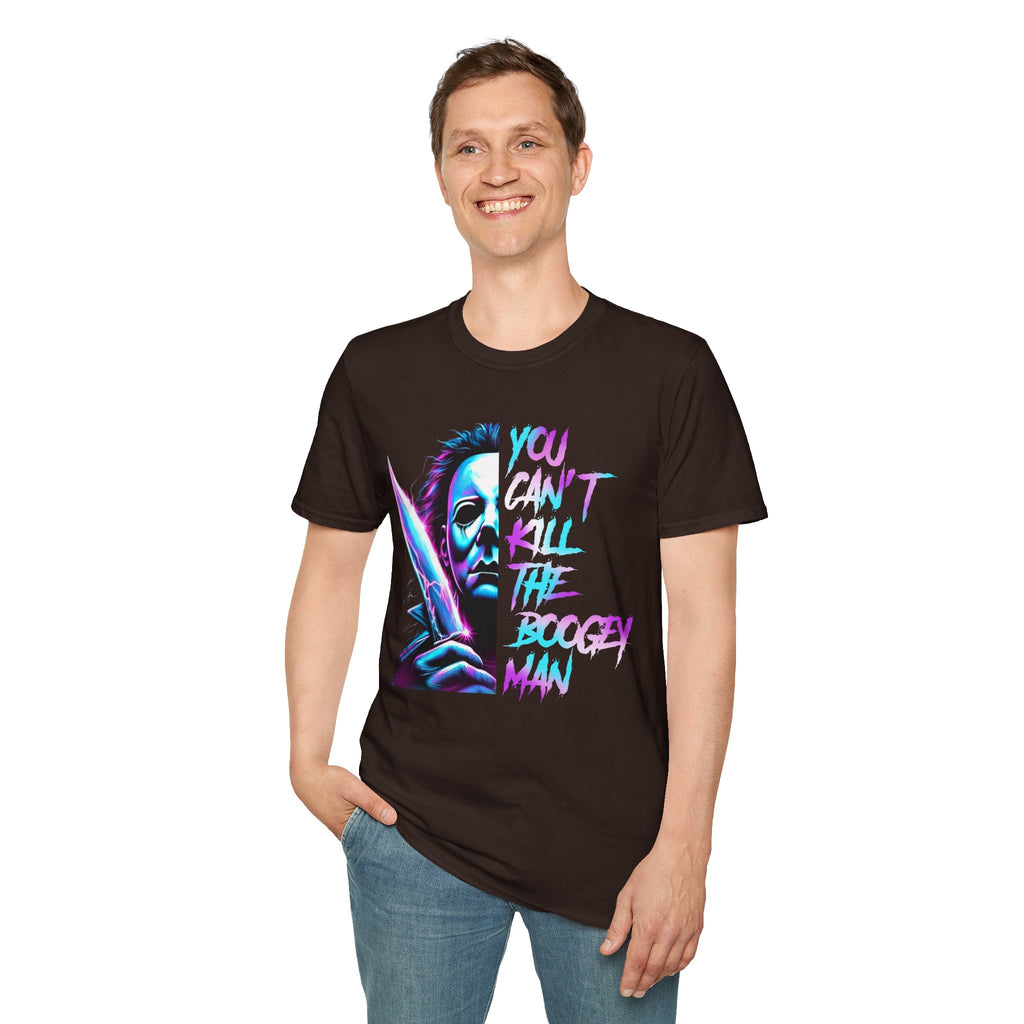 You Can't Kill the Boogeyman T‑Shirt — Retro Neon Michael Myers Horror Tee