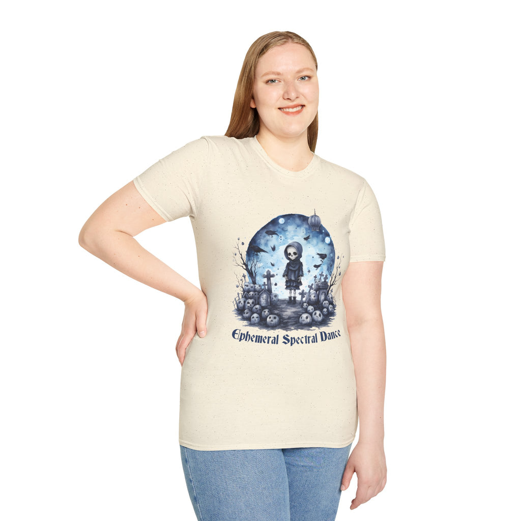 T-Shirt — Gothic Cute Grim Reaper Design (“Ephemeral Spectral Dance”)