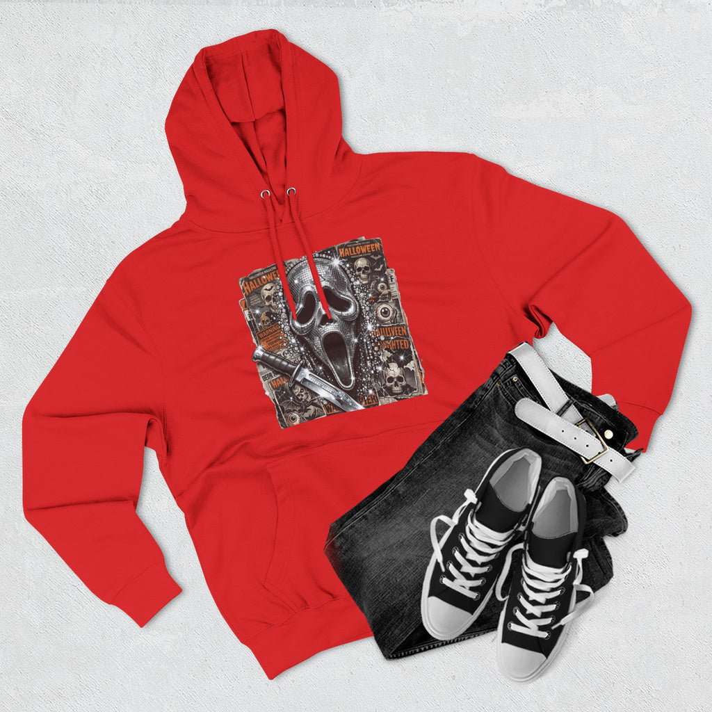 Halloween Horror Nights Hoodie — Haunted Mask & Killer Characters Graphic Pullover