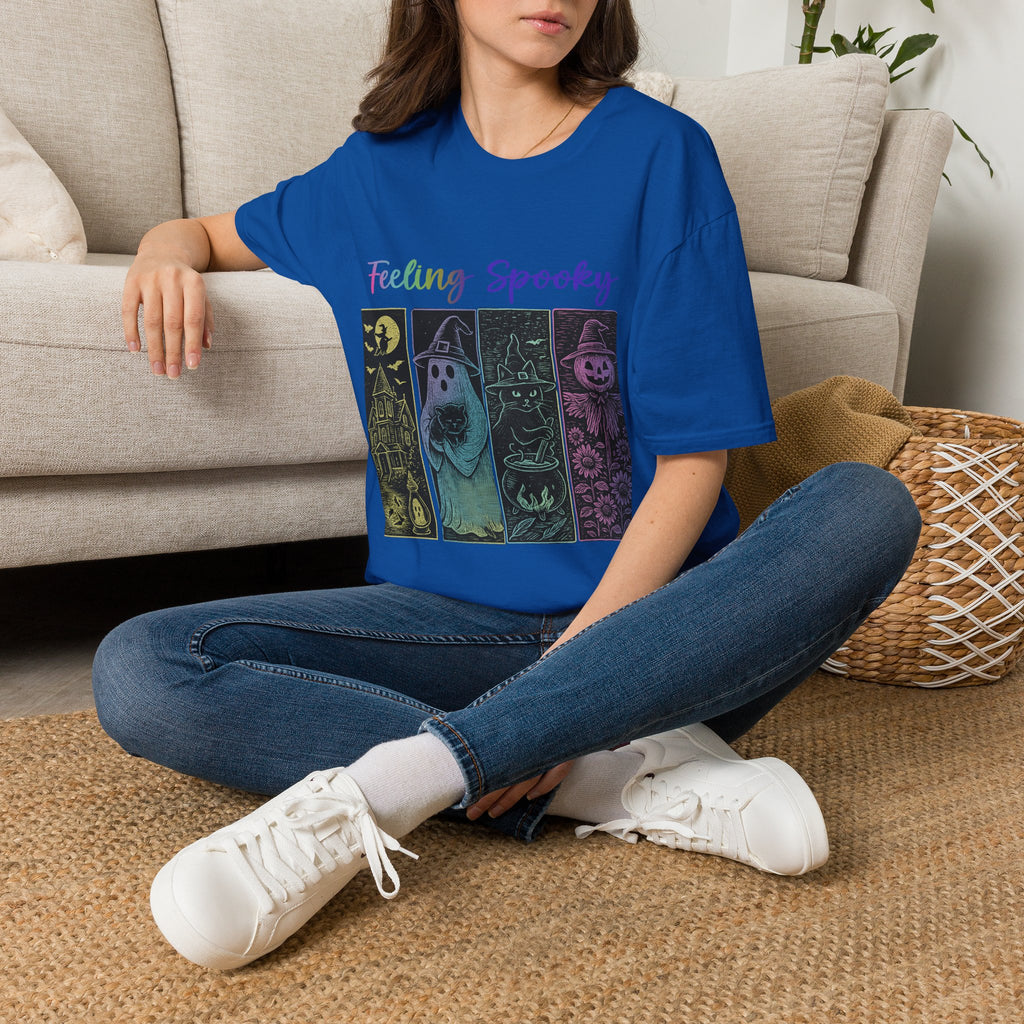Feeling Spooky Halloween T-Shirt — Cute Ghost & Pumpkin Graphic