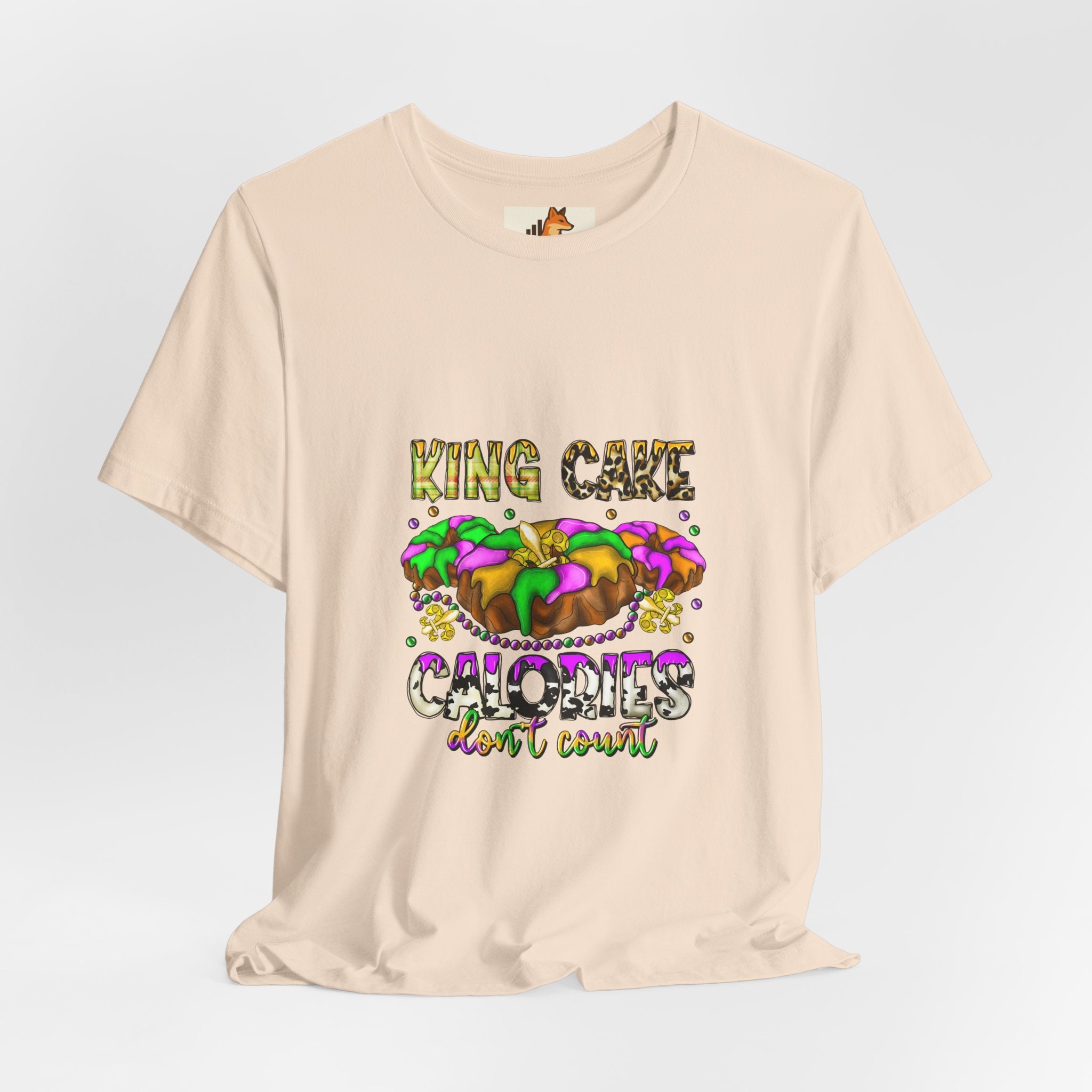 King Cake Calories Tee — Mardi Gras Louisiana Fleur-de-Lis Shirt