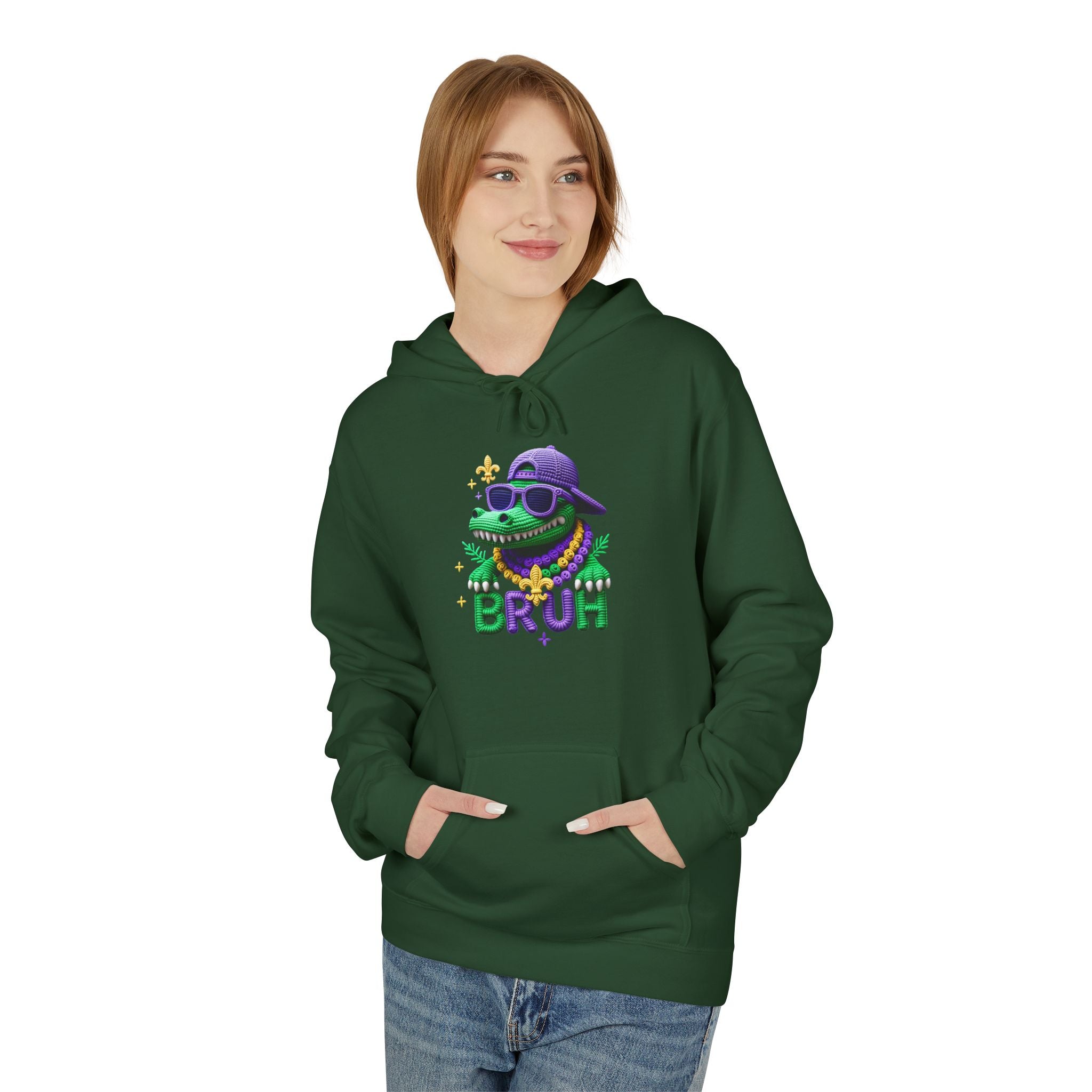 Mardi Gras Louisiana Fleur-de-Lis Hoodie — Bruh Gator Graphic