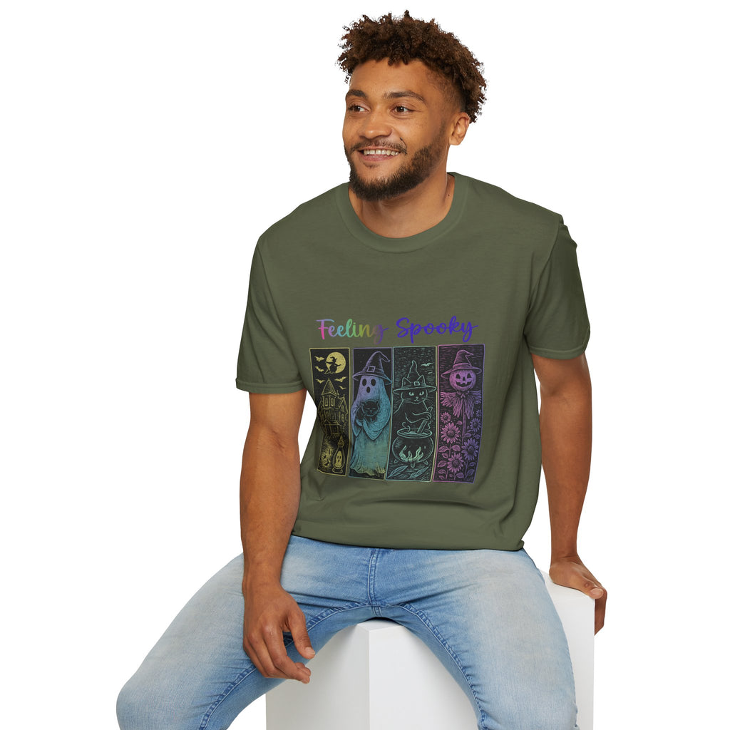 Feeling Spooky Halloween T-Shirt — Cute Ghost, Witch & Pumpkin Design