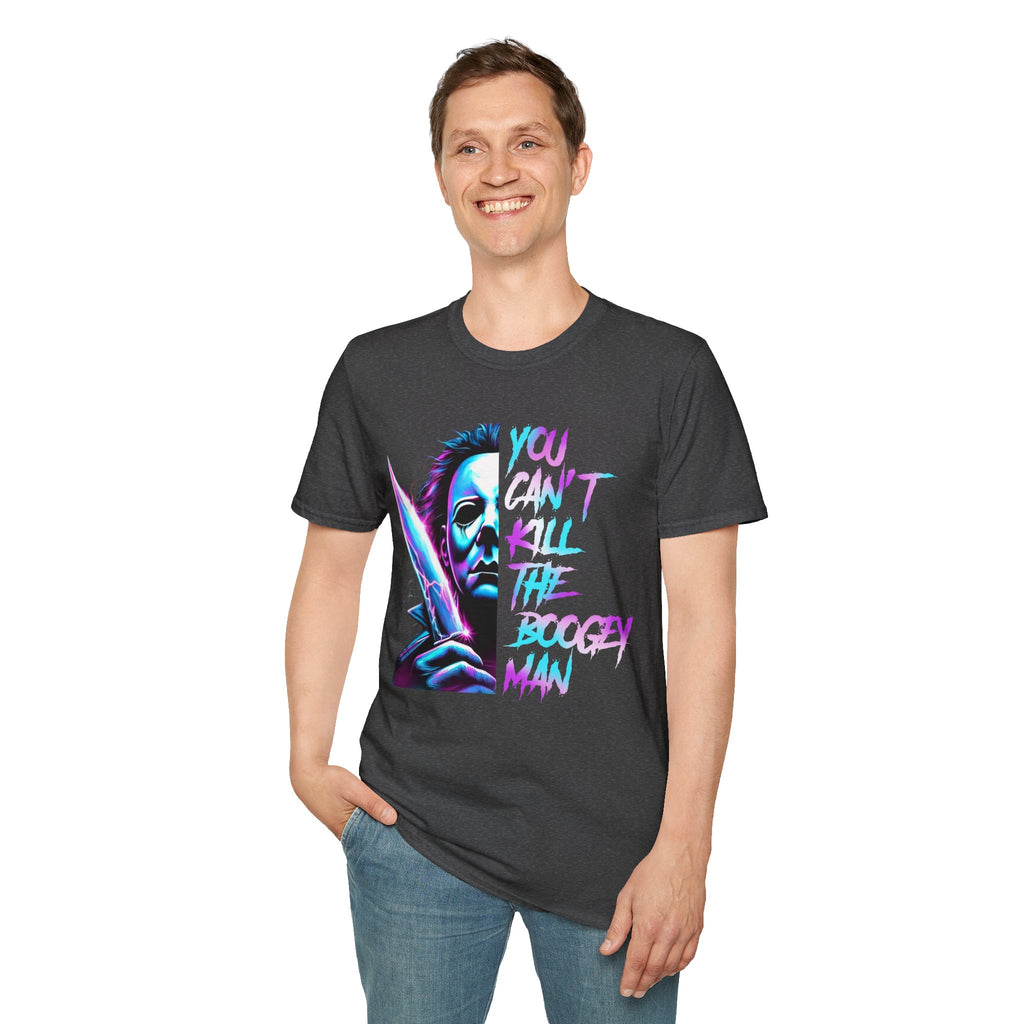 You Can't Kill the Boogeyman T‑Shirt — Retro Neon Michael Myers Horror Tee