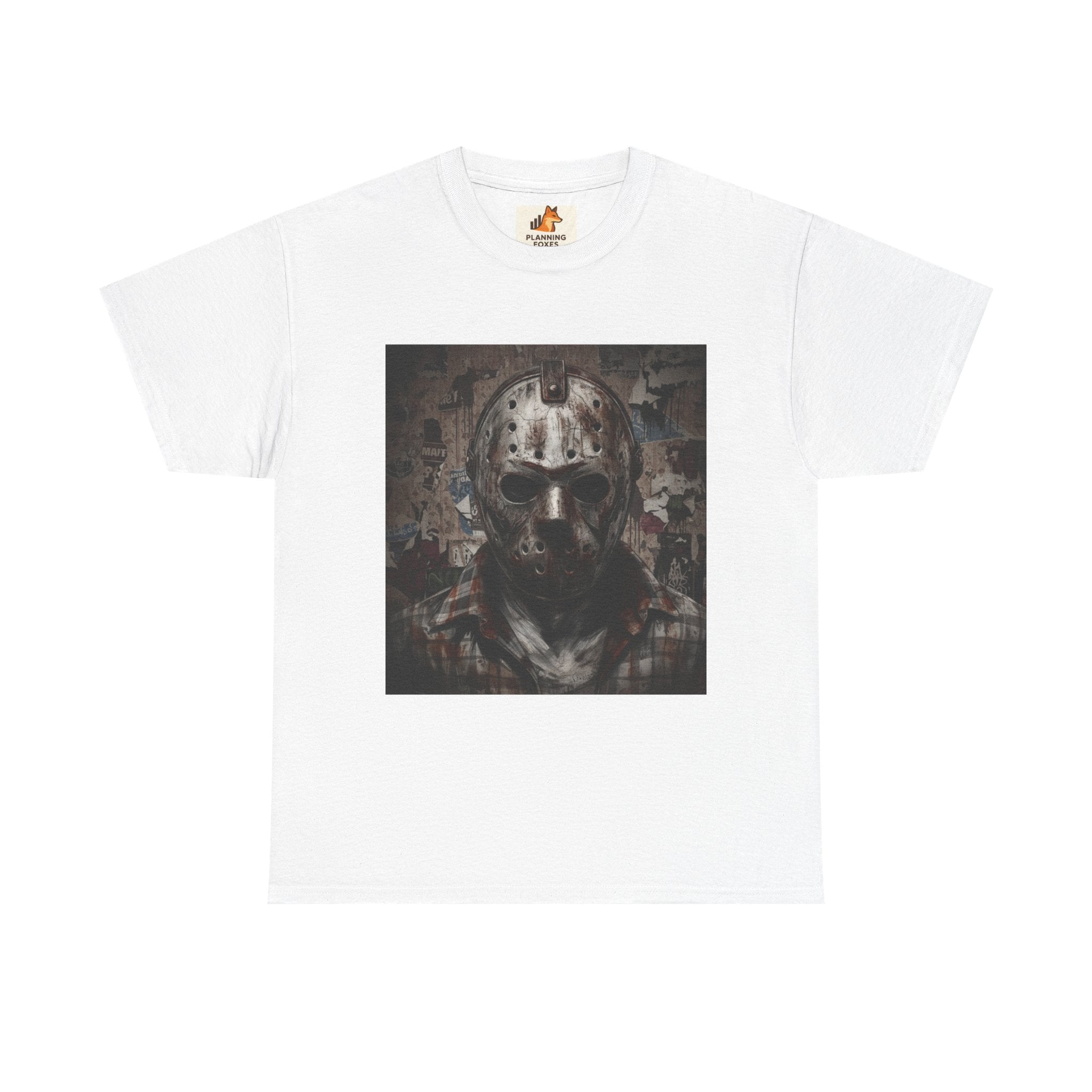 Hockey Mask Horror Tee — Retro Jason-Style Slasher Graphic Shirt