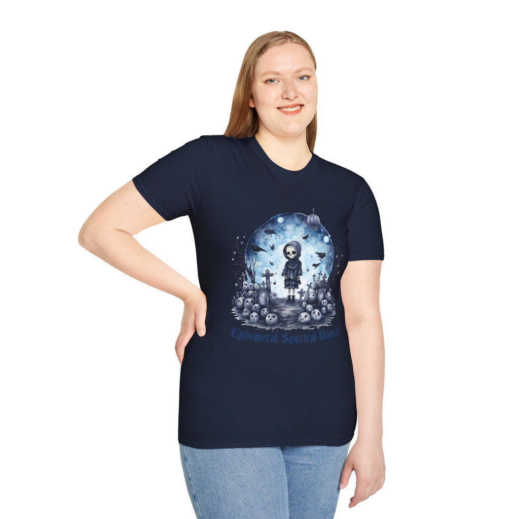T-Shirt — Gothic Cute Grim Reaper Design (“Ephemeral Spectral Dance”)