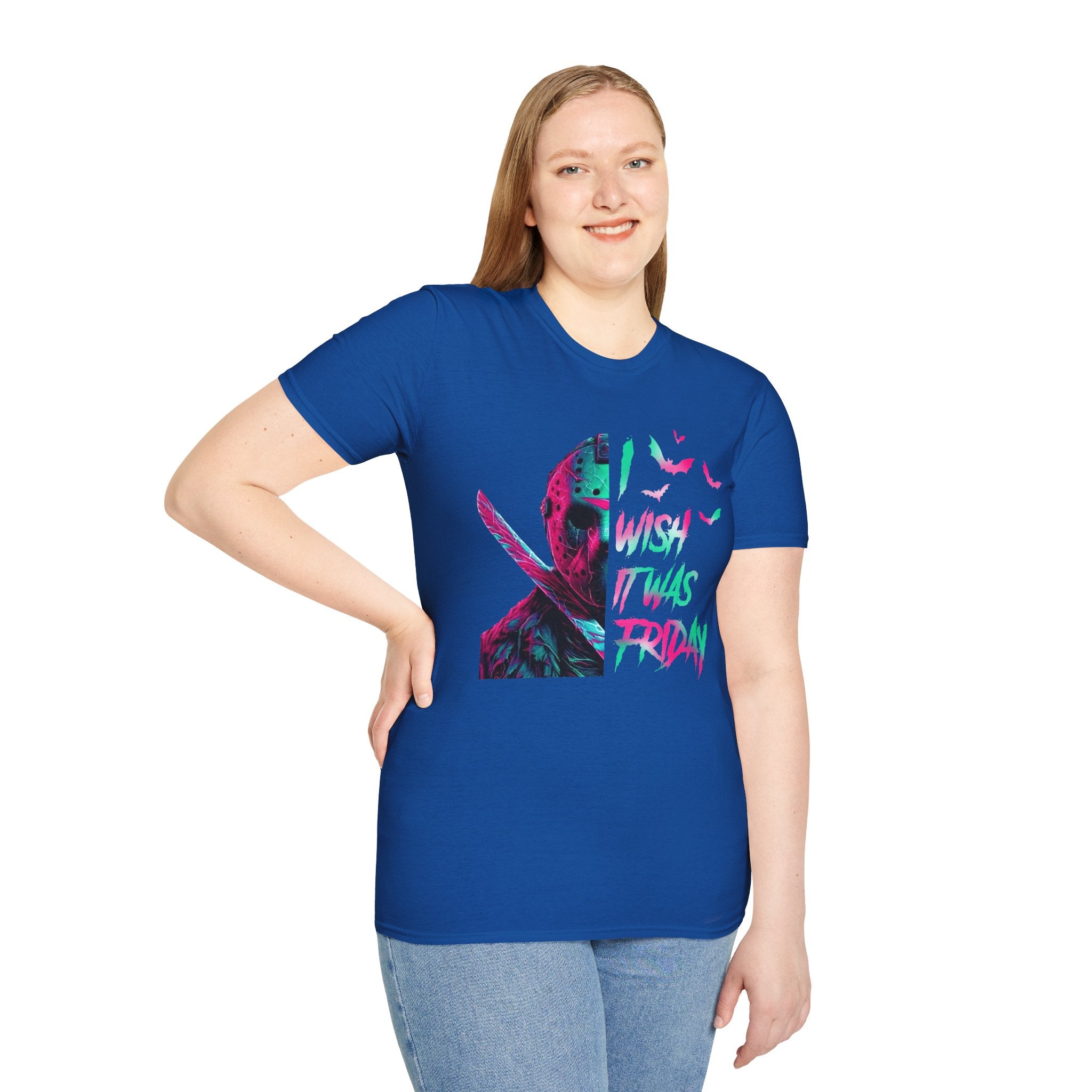 Friday Vibes T-Shirt — Neon Jason "Wish It Was Friday" Graphic Tee