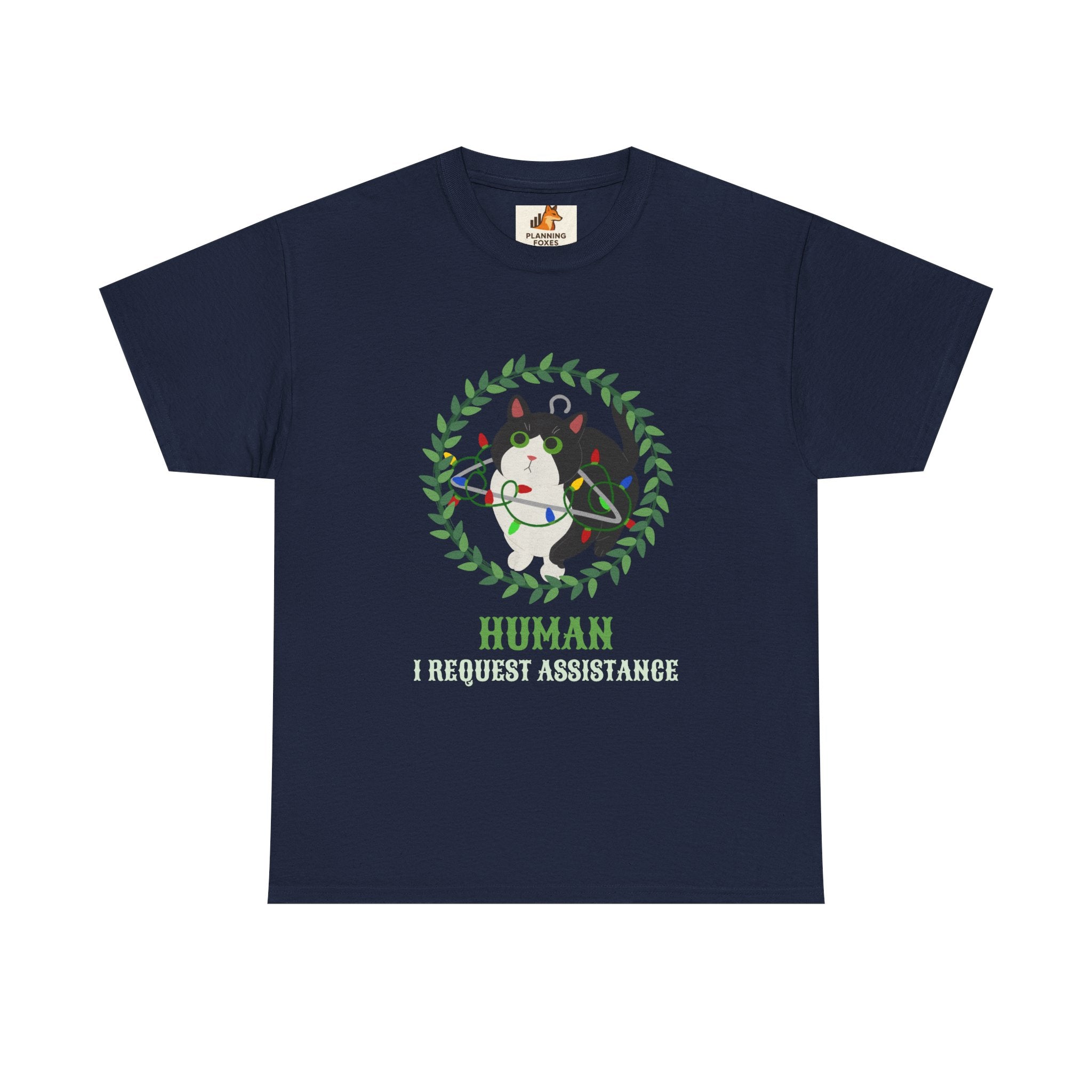 T-Shirt — 'Human, Fur-riendly Assistance' Cute Dog Wreath Graphic Tee