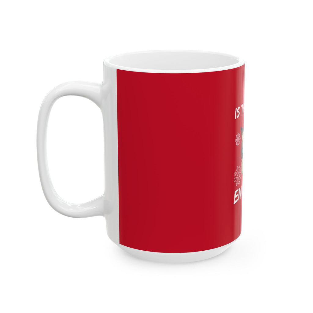 Grumpy Cat Christmas Mug — "Is This Jolly Enough?" Holiday Ceramic Coffee Cup