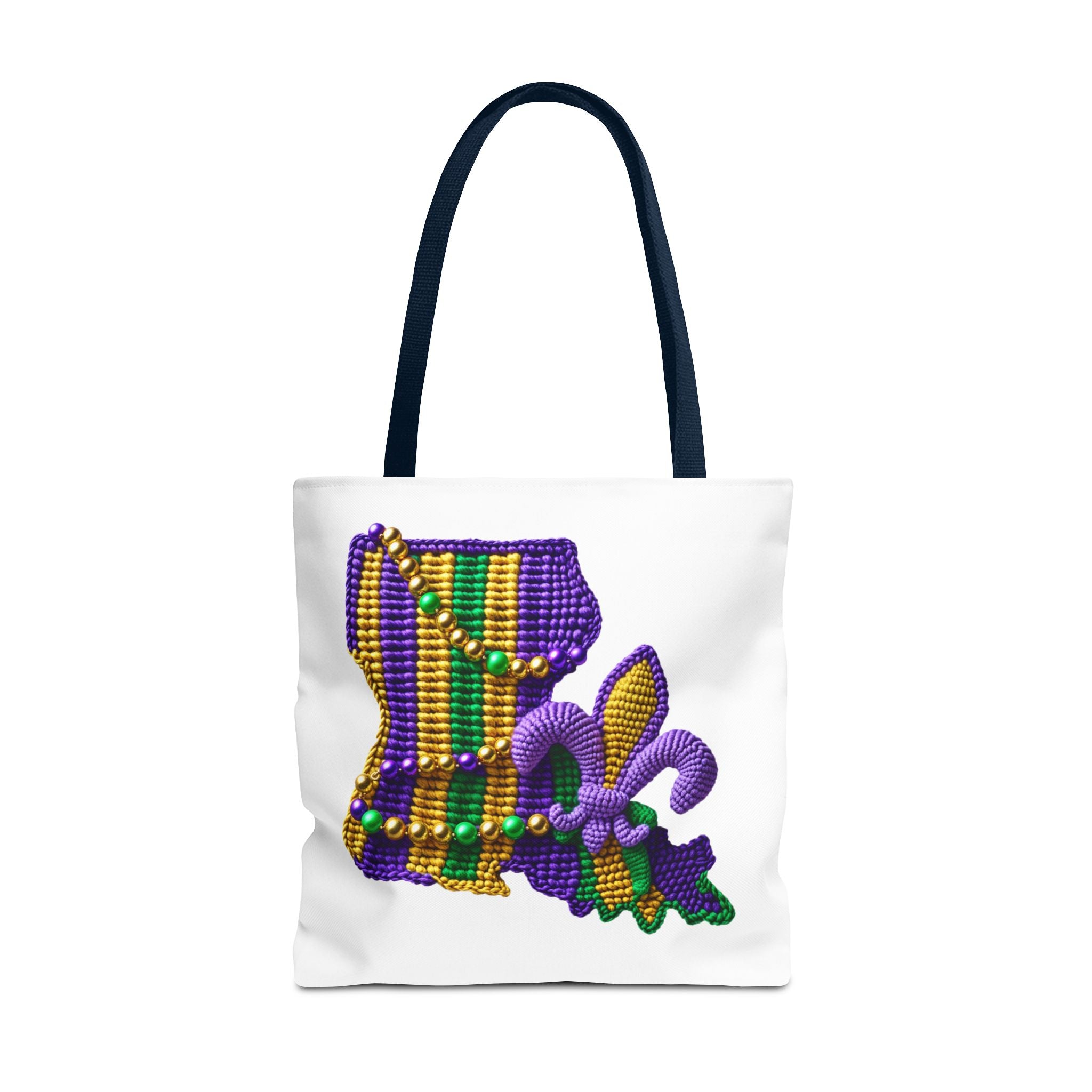 Mardi Gras Louisiana Tote Bag — Fleur‑de‑Lis Beads All‑Over Print