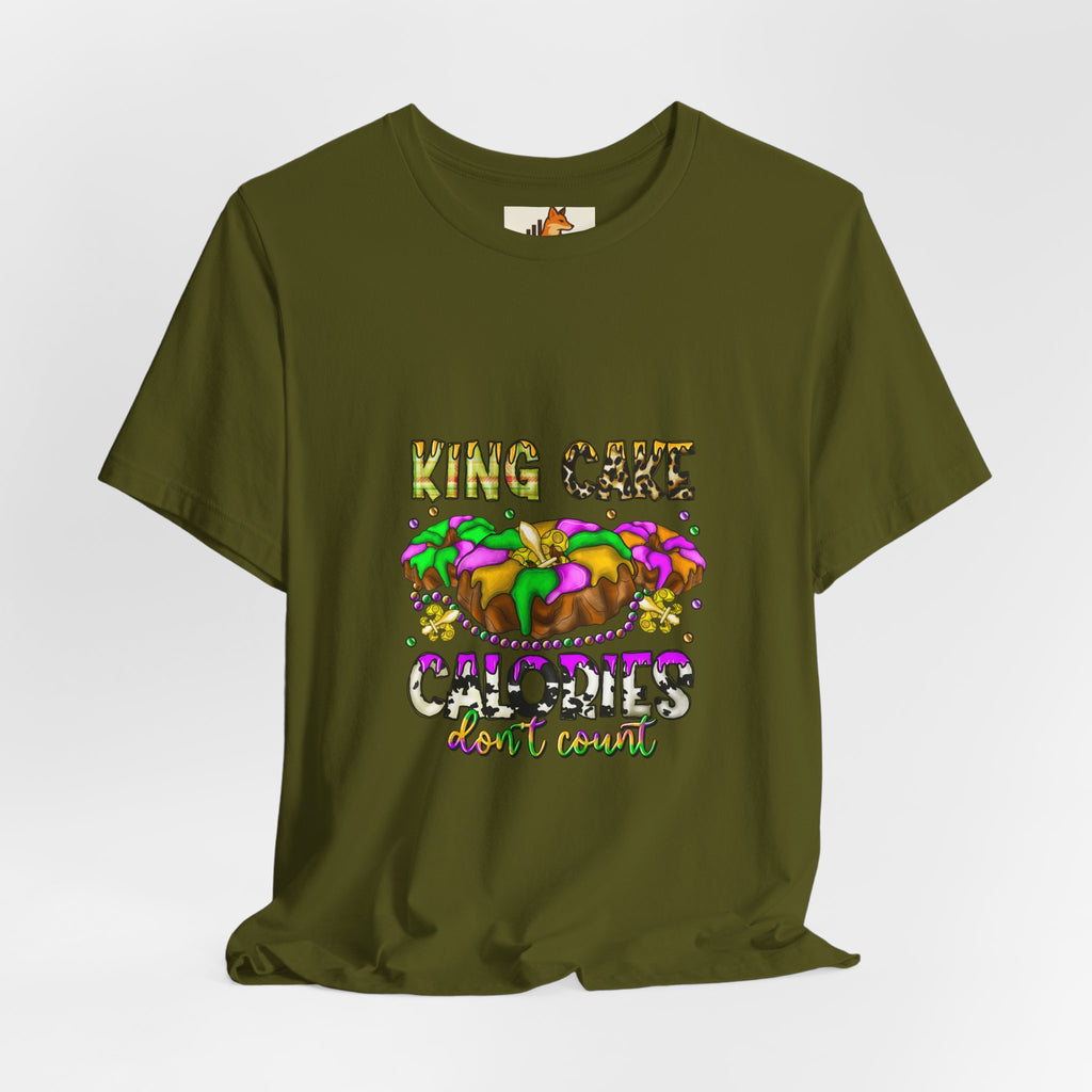 King Cake Calories Tee — Mardi Gras Louisiana Fleur-de-Lis Shirt