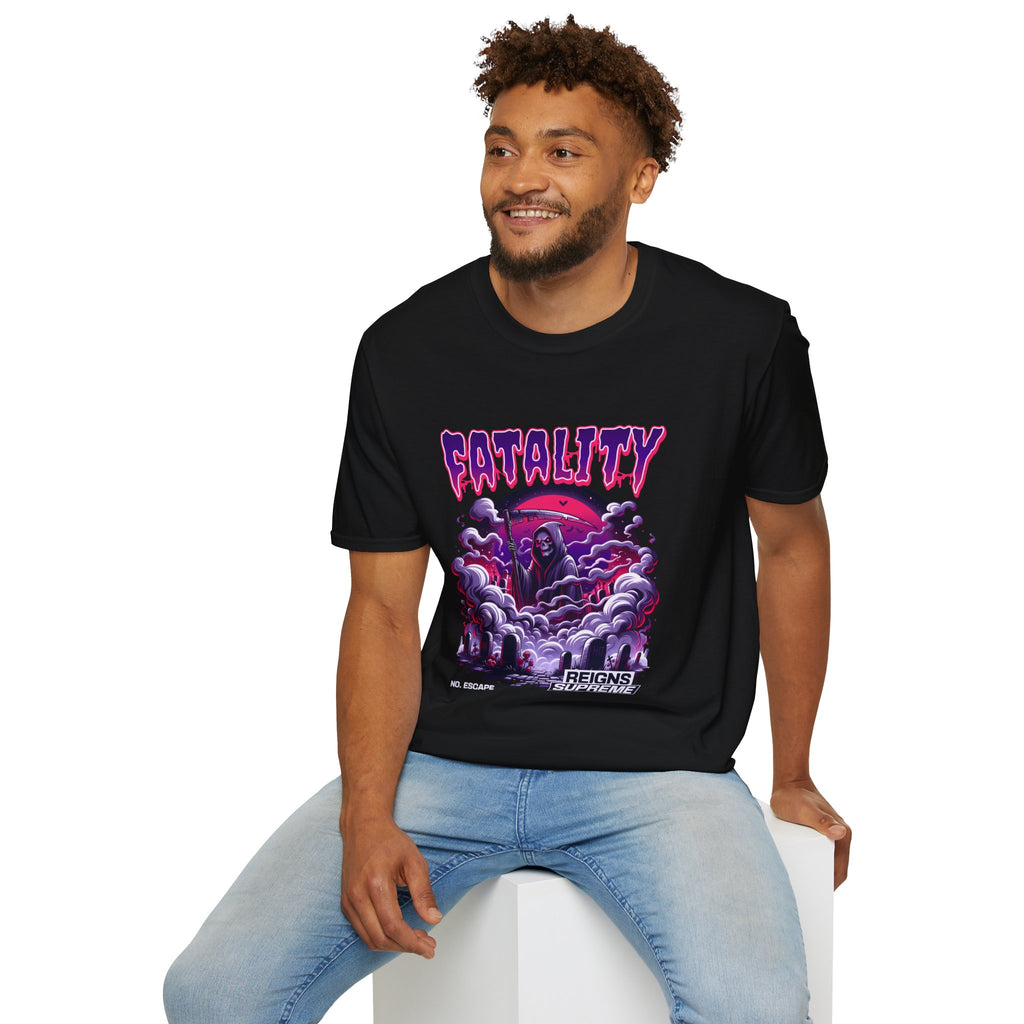 Fatality Graphic Tee — Grim Reaper Arcade Horror T-Shirt