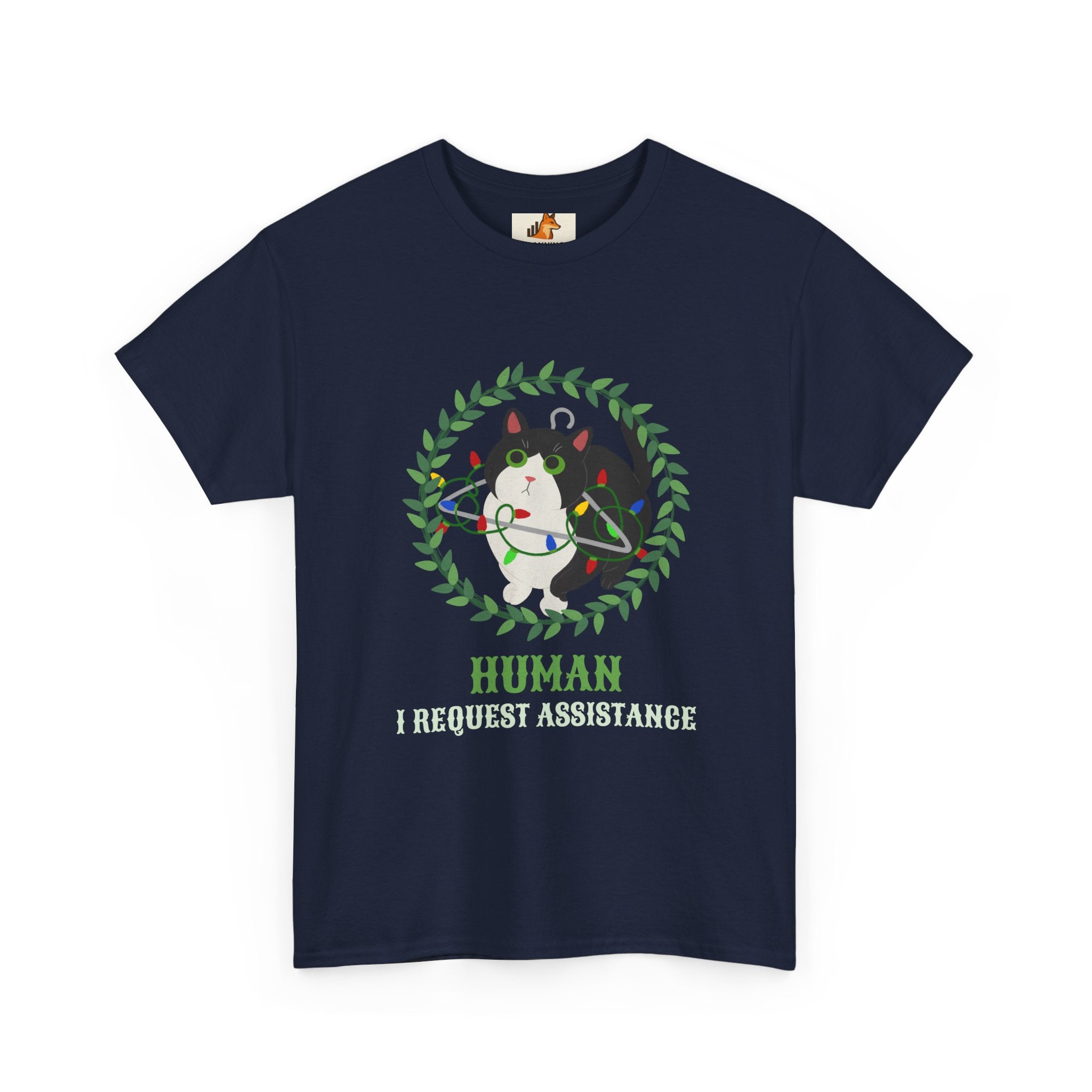 T-Shirt — 'Human, Fur-riendly Assistance' Cute Dog Wreath Graphic Tee