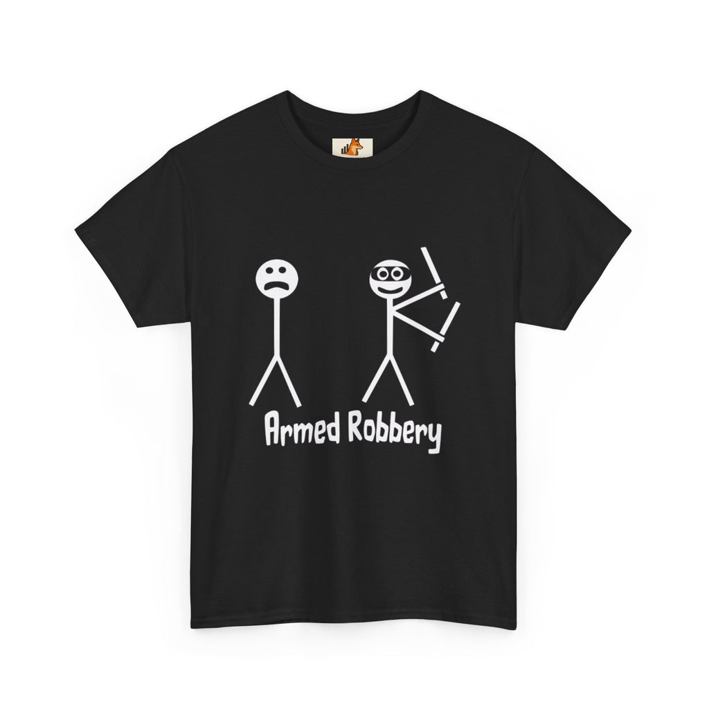 T-Shirt — 'Armed Robbery' Stick Figure Graphic Tee