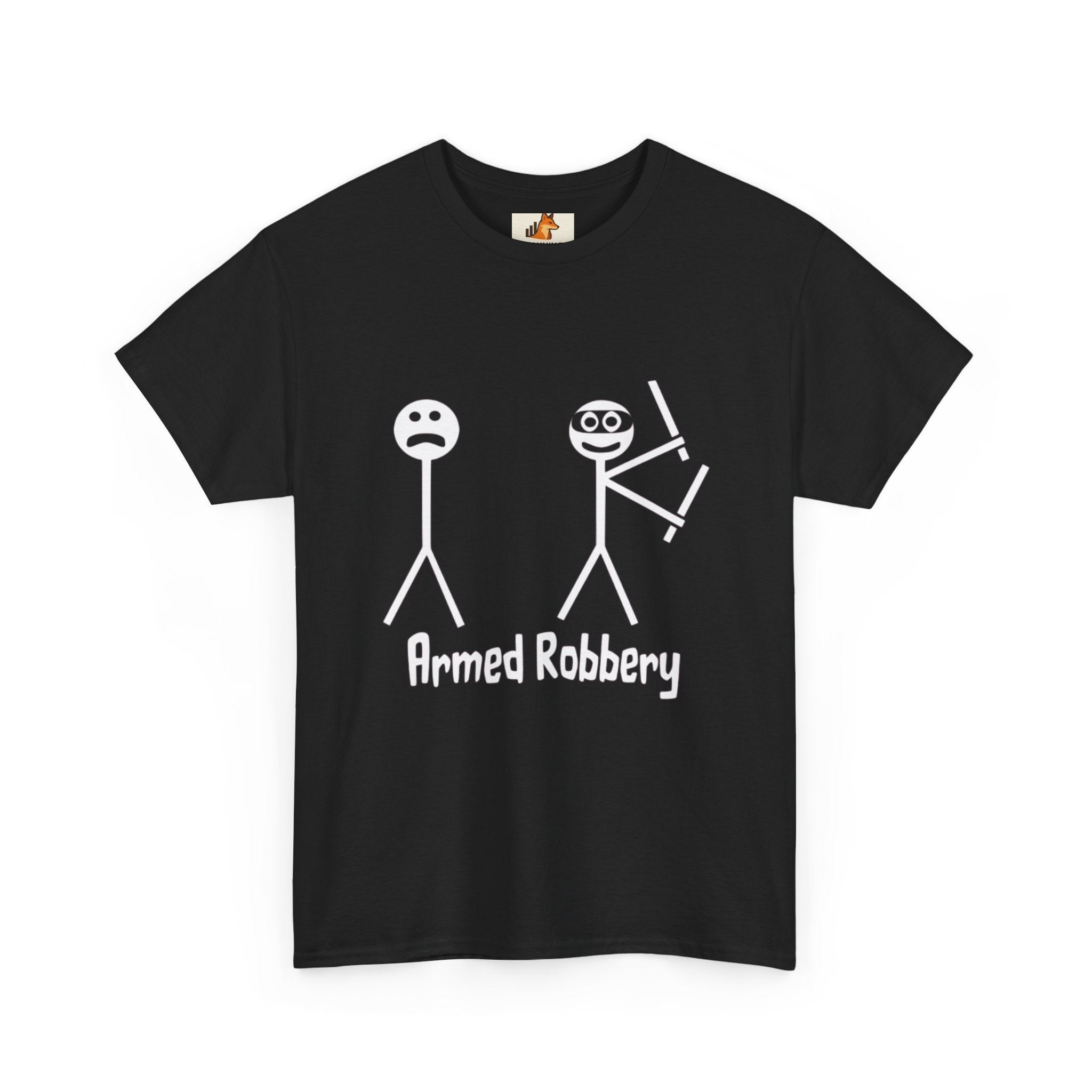 T-Shirt — 'Armed Robbery' Stick Figure Graphic Tee