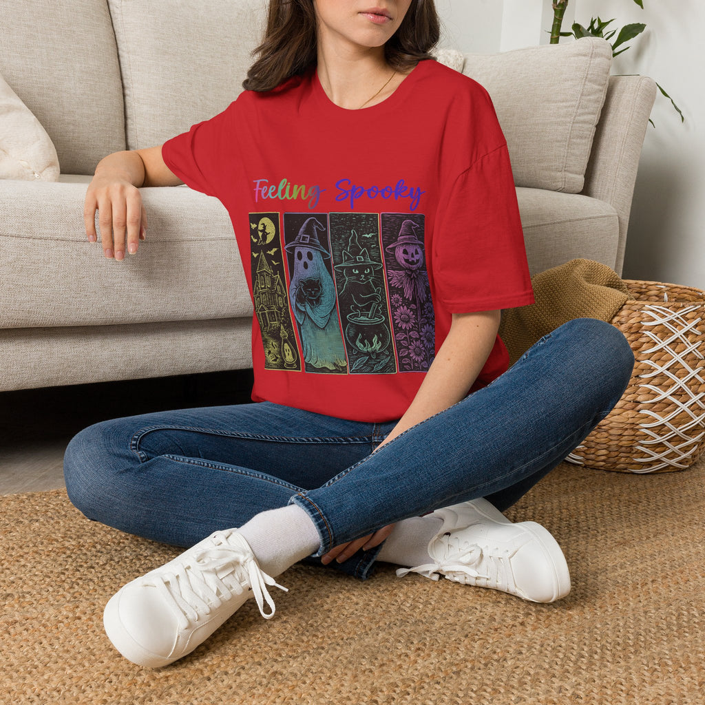 Feeling Spooky Halloween T-Shirt — Cute Ghost & Pumpkin Graphic