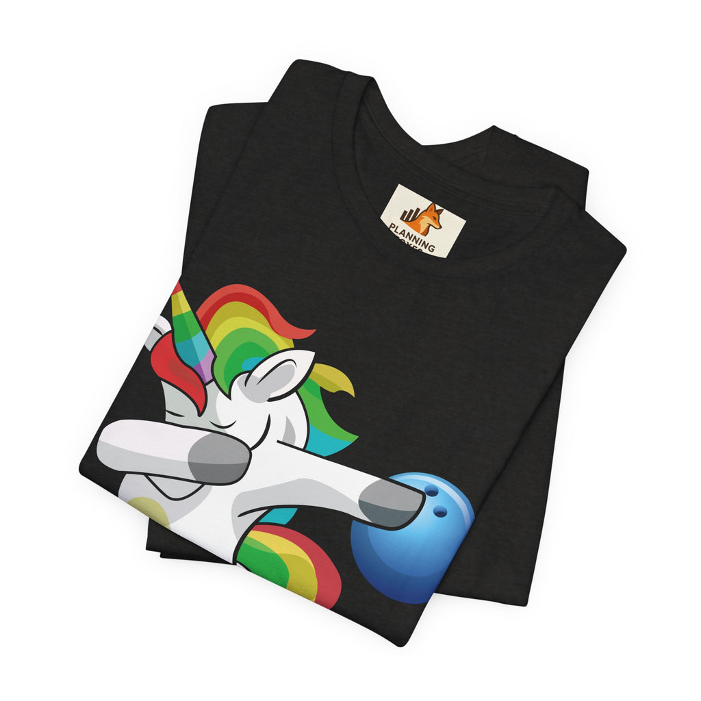 Dabbing Rainbow Unicorn Bowling T‑Shirt