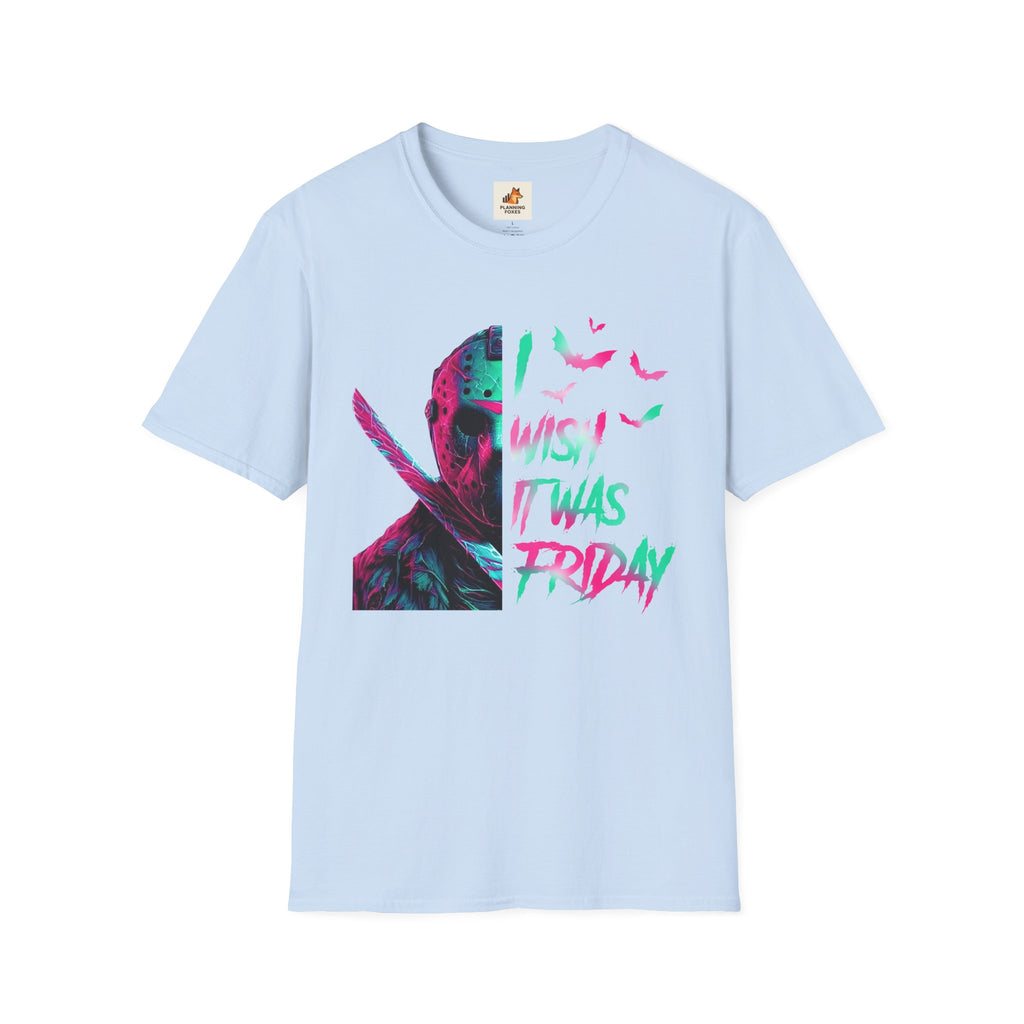 Friday Vibes T-Shirt — Neon Jason "Wish It Was Friday" Graphic Tee